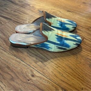 Elysian by Emily Morrison Istanbul Lemon Flamestitch Slides | Sz EU 38 / US 7.5